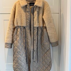 Everlane Tan & Cream Quilted Coat